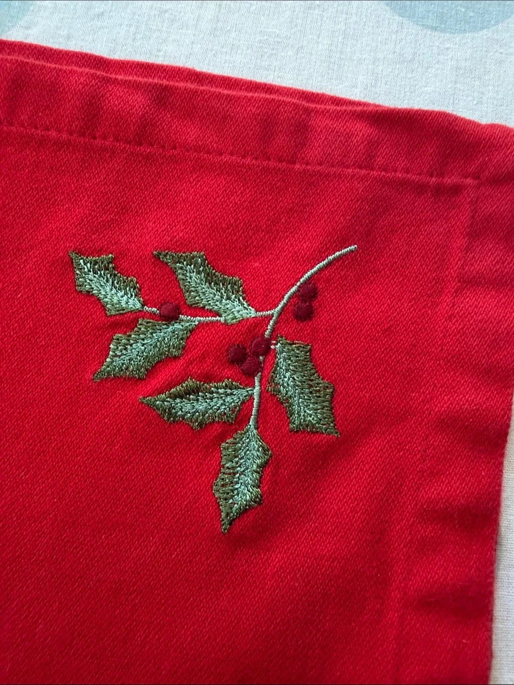 Vintage Red Embroidered Christmas/ Holiday Napkins set of 6